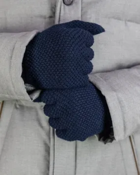 Nero Navy Moss Stitch 100% Cashmere Gloves